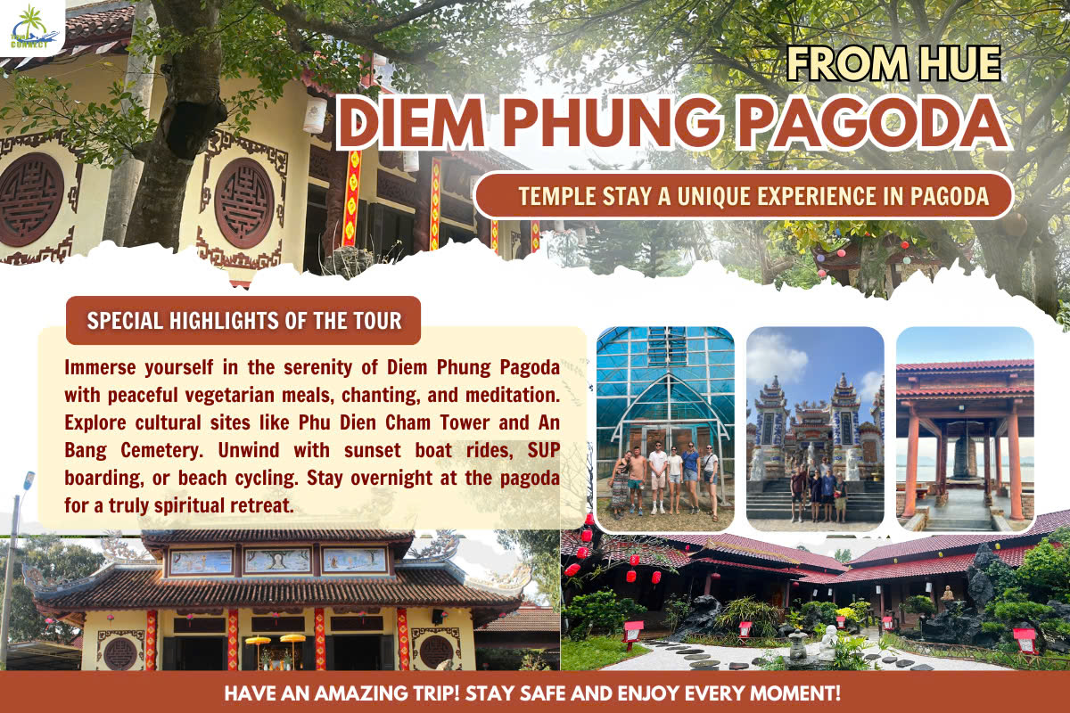 FROM HUE: DIEM PHUNG PAGODA – 2 DAYS 1 NIGHT JOURNEY FOR A PEACEFUL SOUL 